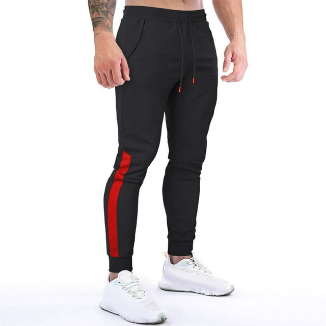 Pantalones largos para hombre, lisos, informales, con cintura elástica y bolsillos, deportivos