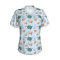 thumbnail image 2 of Uemuo Turtles And Goldfish Printed Women's Classic V-Neck T-Shirt - Soft, Breathable, Moisture-Wicking, Perfect for Casual, Office, Travel, and Everyday Wear-Medium, 2 of 5