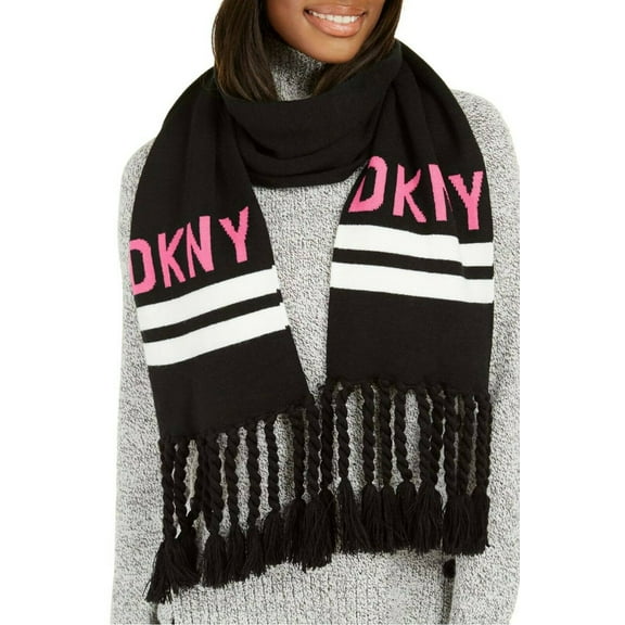Stadium Scarf with Tassel Fringe - Black & White