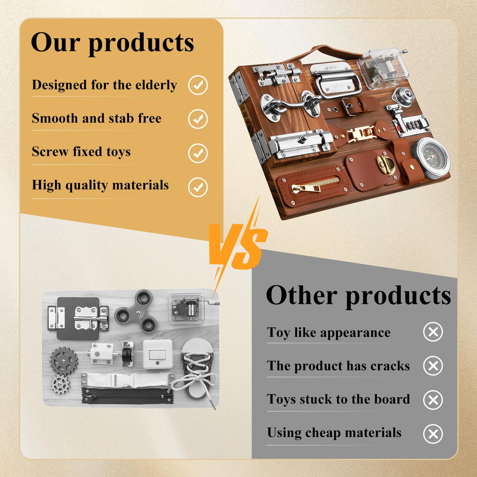 YXMEIGUO Fidget Busy Board for Adults, Dementia Product for Elderly, Alzheimers Activities for Dementia Patients, Alzheimers Products Toys