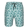 thumbnail image 3 of Logiee Teal turquoise shell Print Mens Swim Trunks Quick Dry Board Shorts,Breathable Hawaii Beach Shorts Swimwear Bathing Suits-Large, 3 of 6