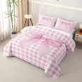 thumbnail image 3 of Erosebridal Pink Watercolor Bow Twin Quilt Set for Girls, Pink Bow Twin Coverlet Set for Women, 2-Piece, 3 of 7