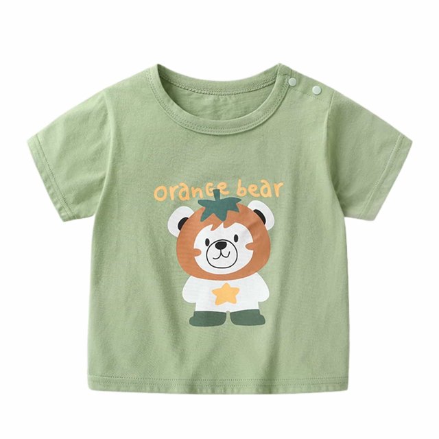 T-shirts Garçons Manches Courtes T-Shirts Haut Décontracté avec Imprimés Col Rond Confortable T-Shirt Enfant Vert Clair 2 1 An-2 Ans