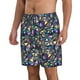 thumbnail image 2 of Balery Purple-Gold Triangles Traje de Baño Estilo Hawaiano para Hombre, Shorts de Secado Rápido con Bolsillos-Large, 2 of 6