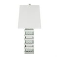 thumbnail image 2 of Benzara BM207534 Contemporary Square Table Lamp with Pedestal Mirrored Base, White & Clear, 2 of 2