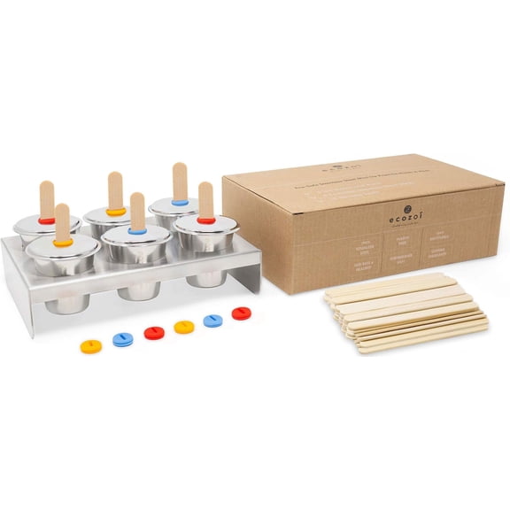 Stainless Steel Popsicle Molds, 6 Mini Rounds with Reusable Stainless Steel Sticks