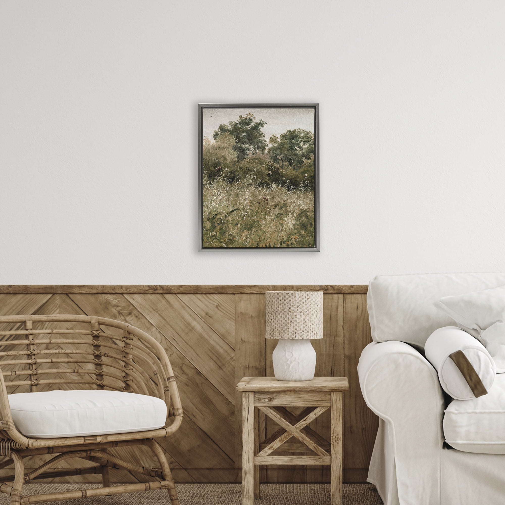 Dense Forest Thicket Gray Framed Floater Canvas Wall Art, design by Lettered and Lined