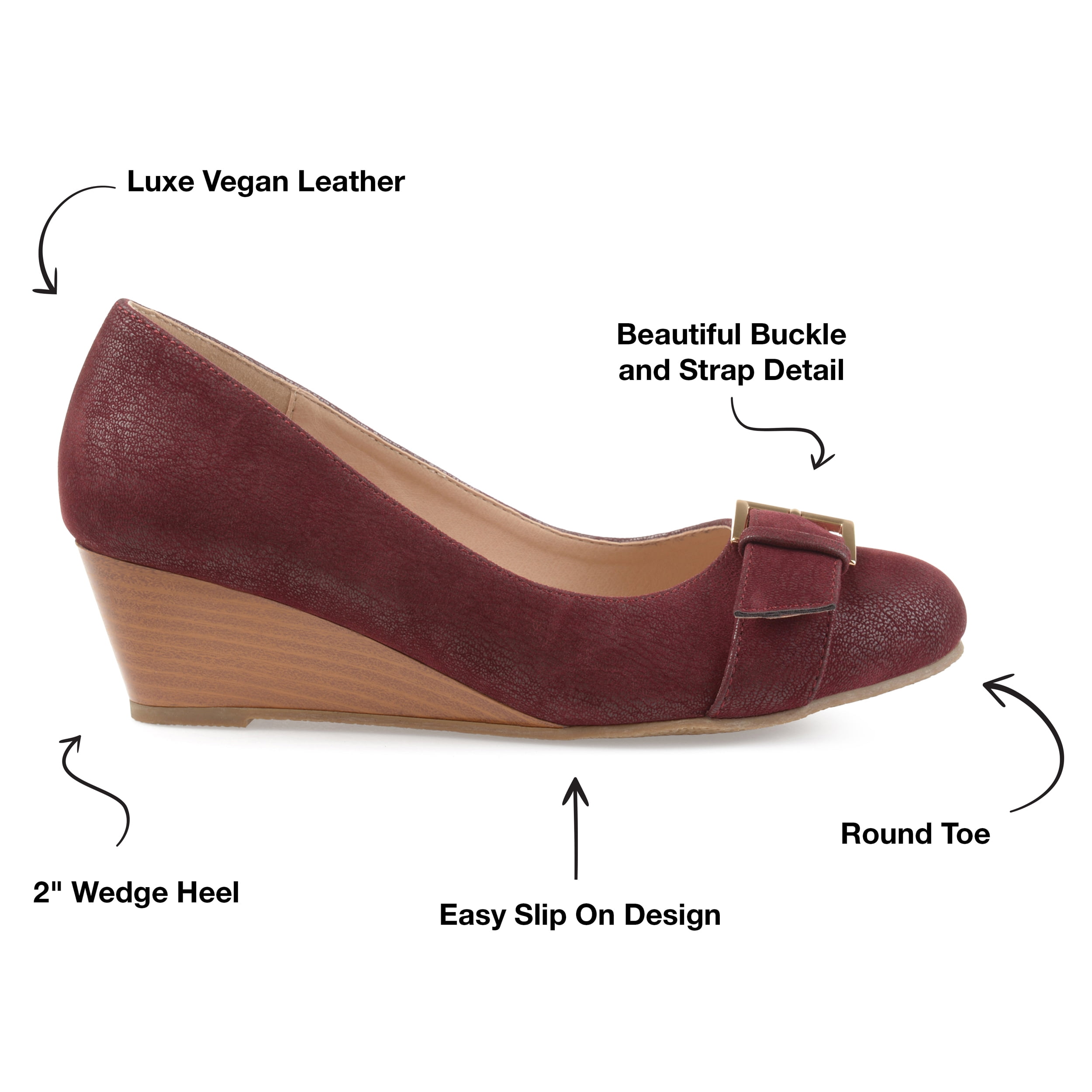 Journee Womens Graysn Comfort Insole Slip On Round Toe Wedge, Widths Available