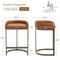 thumbnail image 3 of Zesthouse 26.6″ Modern Bar Stools Set of 2, Upholstered Faux Leather Counter Height Stools with Low Back and Thickened Antique Bronze Metal Frame, Kitchen Island Bar Chairs, Brown, 3 of 9