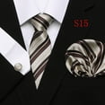 thumbnail image 5 of Synzerm Mens Solid Color Formal Necktie and Pocket Square Cufflinks Sets, 5 of 5