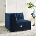 thumbnail image 3 of Modway Conjure Modern Channel Tufted Velvet Right Corner Chair in Midnight Blue, 3 of 4