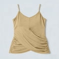 thumbnail image 7 of ZHYou No Boundrie Camisole Tops for Women V Neck Spaghetti Strap Wrap Front Ruched Loose Fit Casual Summer Tank Tops Khaki Size 2XL, 7 of 7
