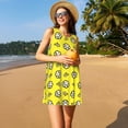 thumbnail image 3 of Easygdp White Popcorn para Vestido Transpirable de Mujer, Vestido Suelto de Manga Corta con Pliegues y Bolsillos para el Verano, 3 of 7