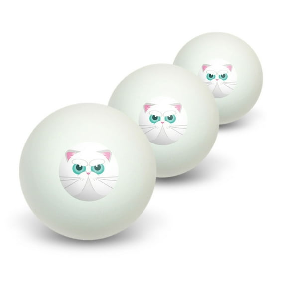 Persian Cat Face Novelty Table Tennis Ping Pong Ball 3 Pack