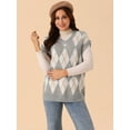 thumbnail image 3 of DARING DIVA Plus Size Contrast Color Sweater Vest Knit Pullover M Grey, 3 of 5