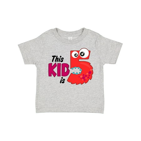 

Inktastic This Kid is Five Monster Fifth Birthday Gift Toddler Boy or Toddler Girl T-Shirt