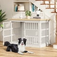 thumbnail image 4 of Flycity Dog Crate Furniture, Chew Resistant Large Dog Crate for Medium Large Dogs, Heavy Duty Dog Kennel Indoor with Double Doors, Wooden End Table for Bedroom Living Room, White, 4 of 7