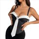 thumbnail image 2 of Top de Vestir de Negocios para Mujer con Tirantes Finos, Escote Bajo y Rayas en Contraste y Lazo Negro S, 2 of 10