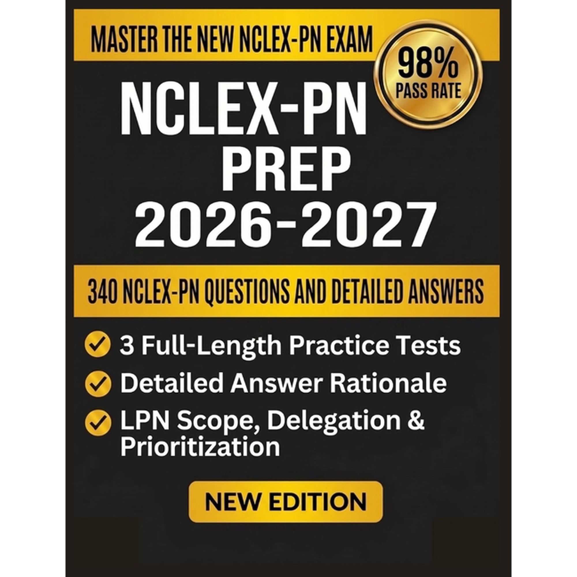 Nclex-PN Prep 2026-2027: 3 Full-Length Practice Tests, 16 NGN Case Studies, Every Client Needs Category, One Complete St, (Paperback)