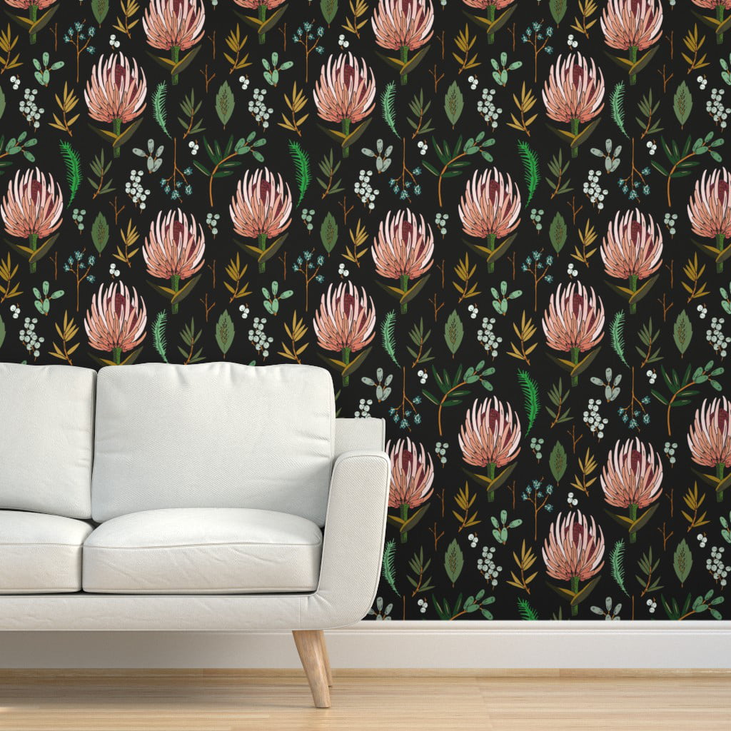 Peel-and-Stick Removable Wallpaper Floral Protea Botanical Flower Modern Botany