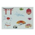 thumbnail image 1 of Japanese Cutting Board, Hand Drawn Traditional Elements Watercolors Torii Gate Origami Bird Flag Lacky Cat, Decorative Tempered Glass Cutting and Serving Board, Small Size, Multicolor, by Ambesonne, 1 of 1