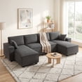 thumbnail image 2 of HOMCOM Sofa with Double Chaises, Modular U Shaped Couch, Dark Grey, 2 of 10