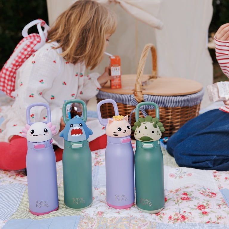 Aqua Pals 14oz Purple Water Bottle with Interchangeable Cat