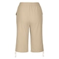 thumbnail image 6 of Tnhcen Women's Plus Size 4XL-5XL Cotton Linen Capri Pants Drawstring Waist Casual Seven-Eighth Pants Pre-Shrunk Breathable Summer Lounge Pants, 6 of 7