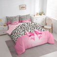 thumbnail image 3 of Homewish Leopard Print 7-Piece Twin Bedding Sets For Teens Boys Girls,Kawaii Bow Bedding Comforter Set,Black Pink Breathable Sheet Sets,Super Cozy Room Decor,Reversible, 3 of 8