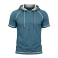thumbnail image 2 of Yertdoel Hoodies for Men Solid Color Short Sleeve Drawstring Hooded Sweatshirt Fall Comfy Breathable Workout Fitness Casual Tops, 2 of 6