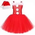 thumbnail image 3 of Vestido con tutú de Papá Noel para niña, disfraz rojo de señora Santa Claus para niña pequeña, ropa de princesa para fiesta de Navidad, 3 of 5