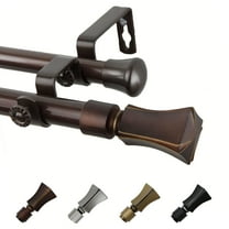 13/16" Dia Adjustable 28-48" Leandro Double Curtain Rod in Cocoa
