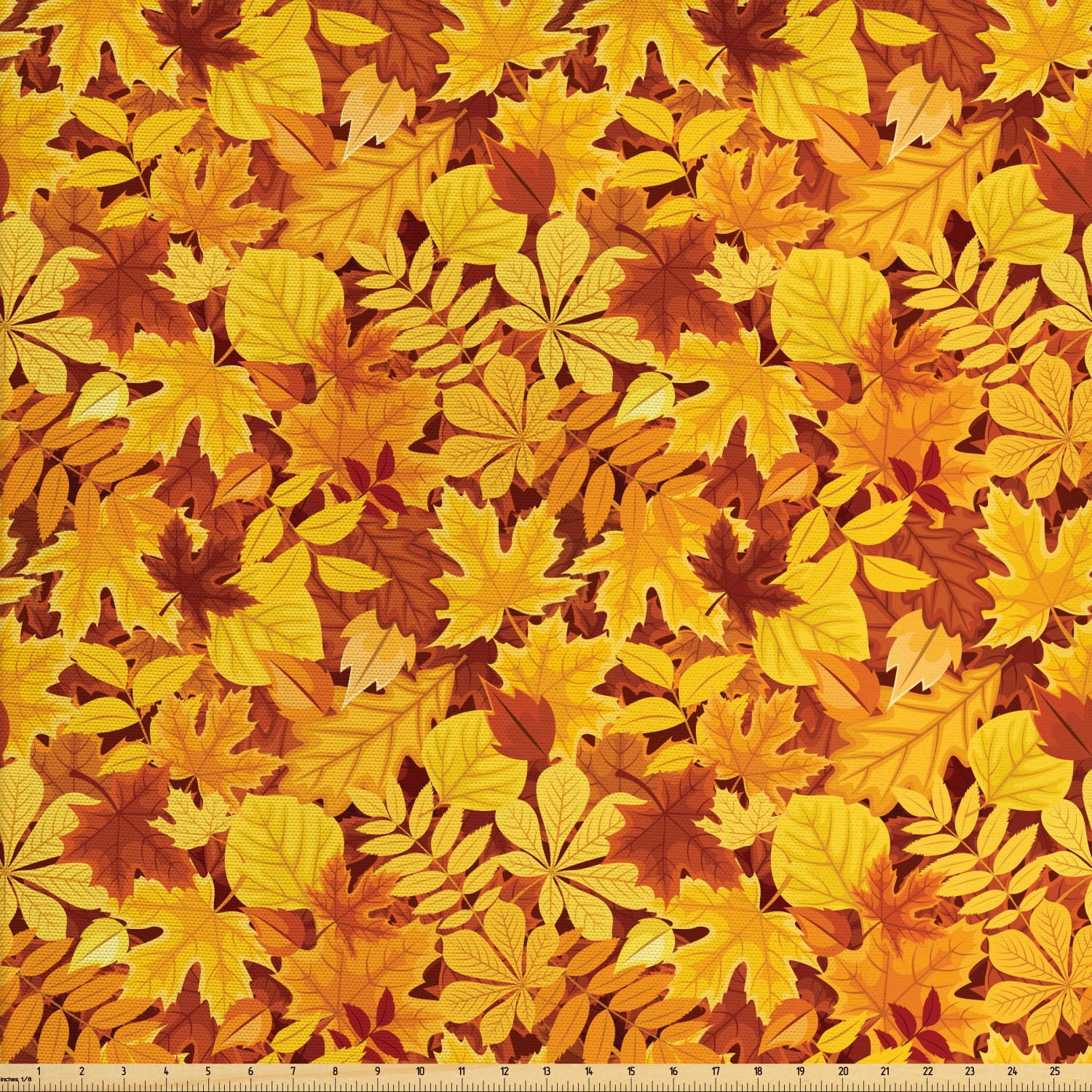 Autumn Fabric by The Yard, Shady Fall Oak Maple Tree Leaves on Faded