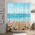 thumbnail image 7 of JOOCAR Beach Starfish Shower Curtain, Blue Sea Wavy Ocean Surface Scency Waterproof Bathroom Decor Shower Curtains 72x72 Inch, 7 of 7