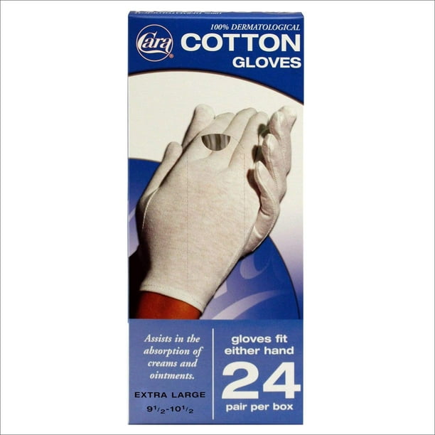 CARA Moisturizing Eczema Cotton Gloves, Large, 24 Pair Large 24 Count