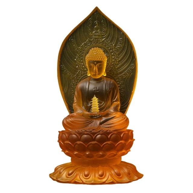 veasfak 22cm Buddhist Figure on Lotus Base Ornament Decorative for Housewarming Gift C