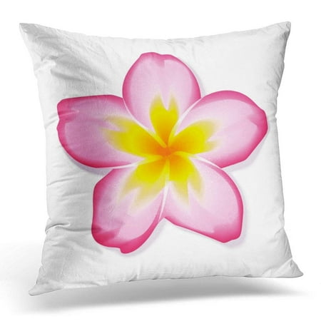 Hawaiian Flower Print CMFUN White Hawaiian Pink Frangipani Plumeria Flower Yellow Exotic Pillow Case Pillow Cover 20x20 inch ()