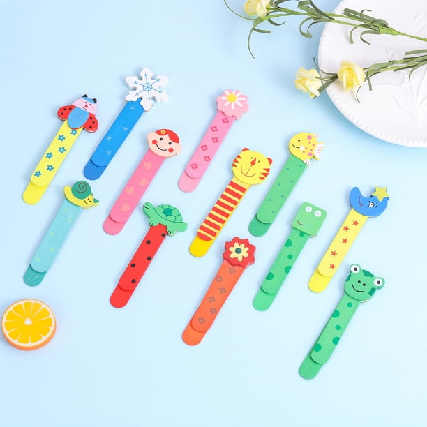 12 marcadores de madera de dibujos animados coloridos, regla de marcador de dibujos animados, marcadores de niños lindos y creativos, divertidos regalos de madera, colores mezclados al azar Sincero Electrónica