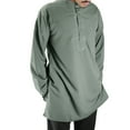 thumbnail image 2 of Hijaz Men's Embroidered Warm Gray Kurta Top Wrinkle Free Cotton Short Tunic, 2 of 4