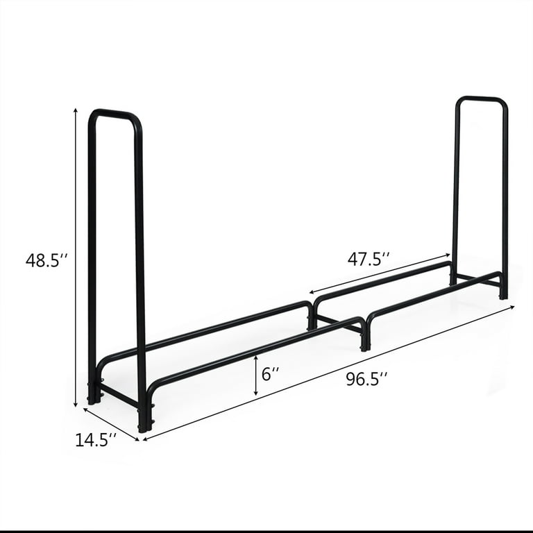 Gymax 8 Feet Outdoor Steel Firewood Log Rack Wood Storage Holder for Fireplace Black Gymax 8 Feet Outdoor Steel Firewood Log Rack Wood Storage Holder for Fireplace Black