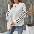 thumbnail image 5 of Women's Bow Oversized Sweatshirt Y2k Crew Neck Long Sleeve Pullover Tops L, 5 of 7