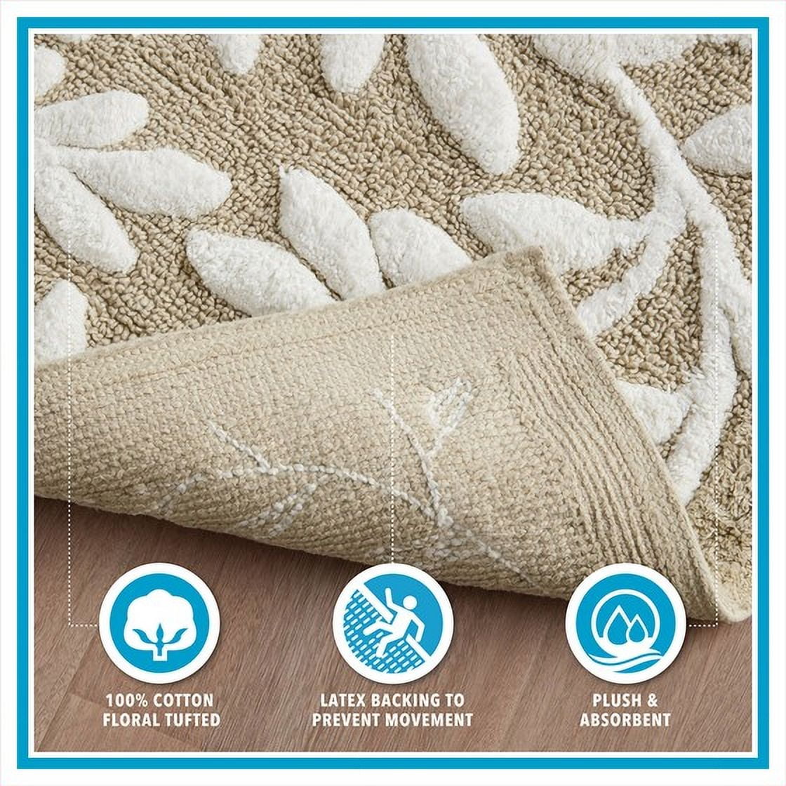 MAYEERTY Cotton Tufted Bath Rug，100% Cotton, 24" x 60" Rectangle, Multicolor