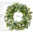 thumbnail image 2 of Corona artificial con hojas de eucalipto verde de Vlorart y bayas de boj, 2 of 7