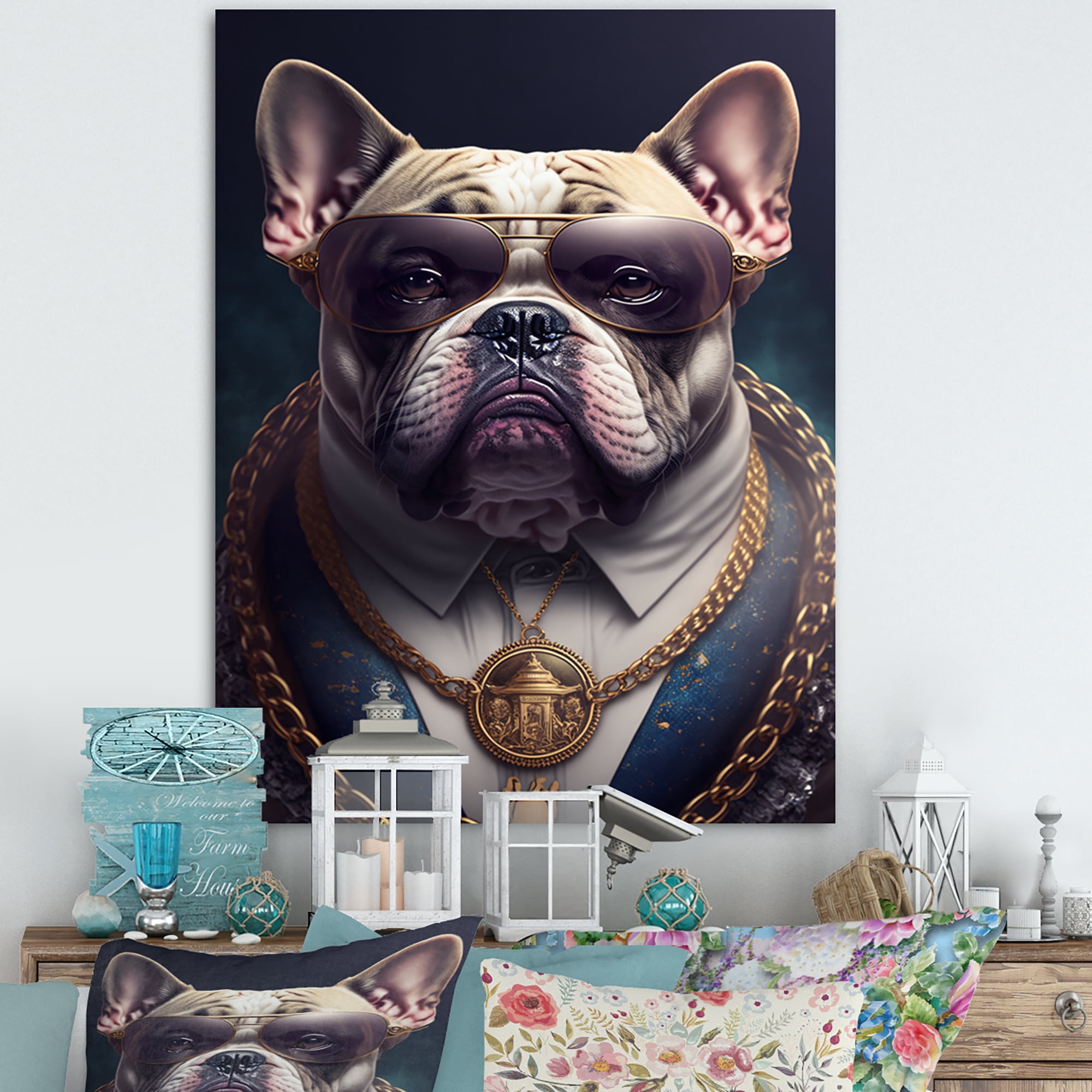 Designart Mafia Frenchie I Canvas Wall Art