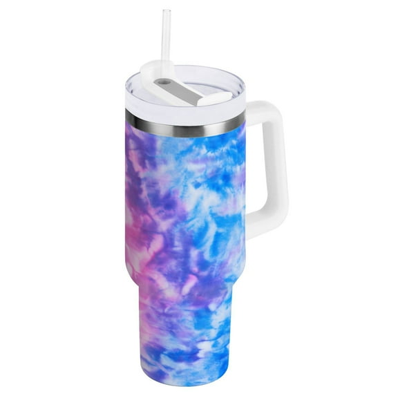 Ryvnso 40 oz Tumbler with Handle and Straw Abstract Watercolor Tie-dye-a2 Insulated Stainless Steel Travel Mug with Lid