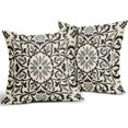 thumbnail image 2 of Black Grey Boho Pillow Covers 20 x 20 Inch Bohemian Ethnic Carpet Style Vintage Flower Print Decorative Throw Pillows Outdoor Linen Square Cushion Case Farmhouse Decor for Sofa Bed Set of 2, 2 of 6