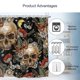 thumbnail image 3 of Cortina de ducha con calavera de azúcar, diseño floral de hongos, 72 x 72 l, juego de decoración de baño gótico de Halloween, esqueleto gótico, espeluznante, para hombre, tela de a, 3 of 5