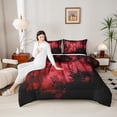 thumbnail image 4 of Feelyou Jungle Nature Scenery Queen Comforter Set for Adult, Red Natural Pine Tree Bedding Sets, Countryside Reversible Bedding Comforter Set, Ultra Soft Home Decor, 3-Piece, 4 of 8