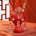 thumbnail image 3 of Lunar New Year Decoration Table Ornament Festival Gift Traditional with Hanging Pendants Vivid Artificial Floral Pot Decor A, 3 of 10