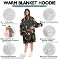 thumbnail image 5 of Red Mushroom Leaf Black Pattern Wearable Oversized Blanket,Wearable Blanket Hoodie for Adults,Cozy Hooded Blankets with Super Pockets,Super Warm Fuzzy Pullover for Women & Men, 5 of 6
